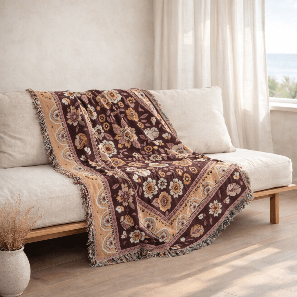 Boho Floral Picnic Blanket | Versatile Outdoor Rug for All Seasons - Kolise