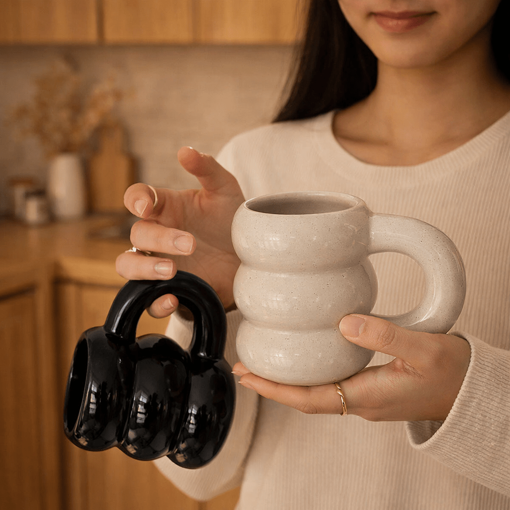 Cute Donut Ceramic Mug | Large Capacity Coffee Cup for Couples with Nordic Style - Kolise