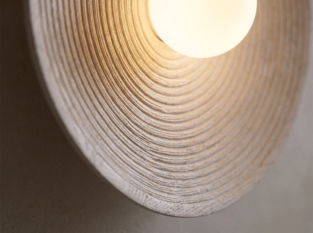 Wabi-Sabi Corrugated Resin Wall Sconce with Soft Ambient Light - Kolise