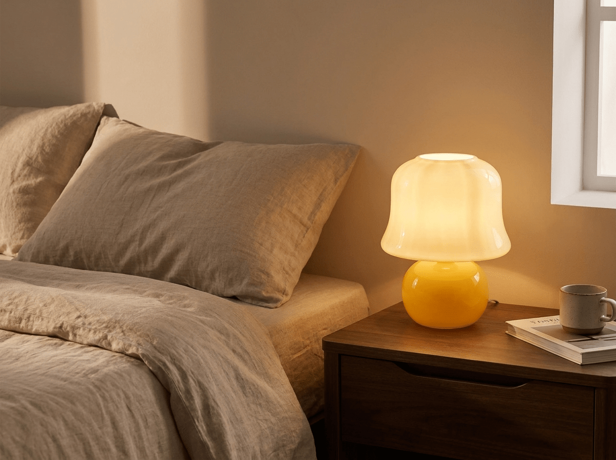 Haven Mushroom Lamp — Glass Bedside Light with Soft Ambient Glow - Kolise