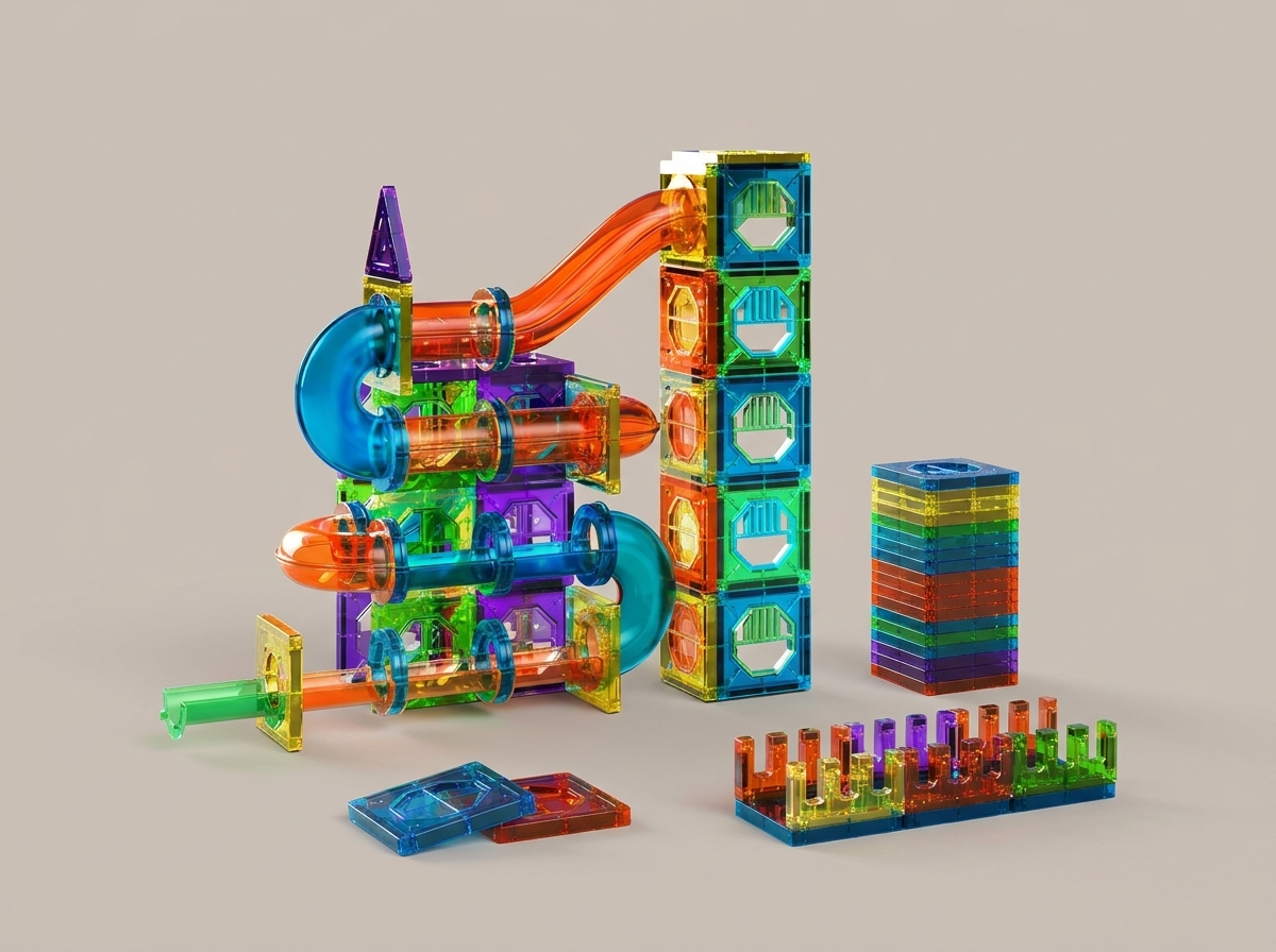 Prism Magnetic Building Tiles | Clear 3D STEM Construction Set for Kids - Kolise