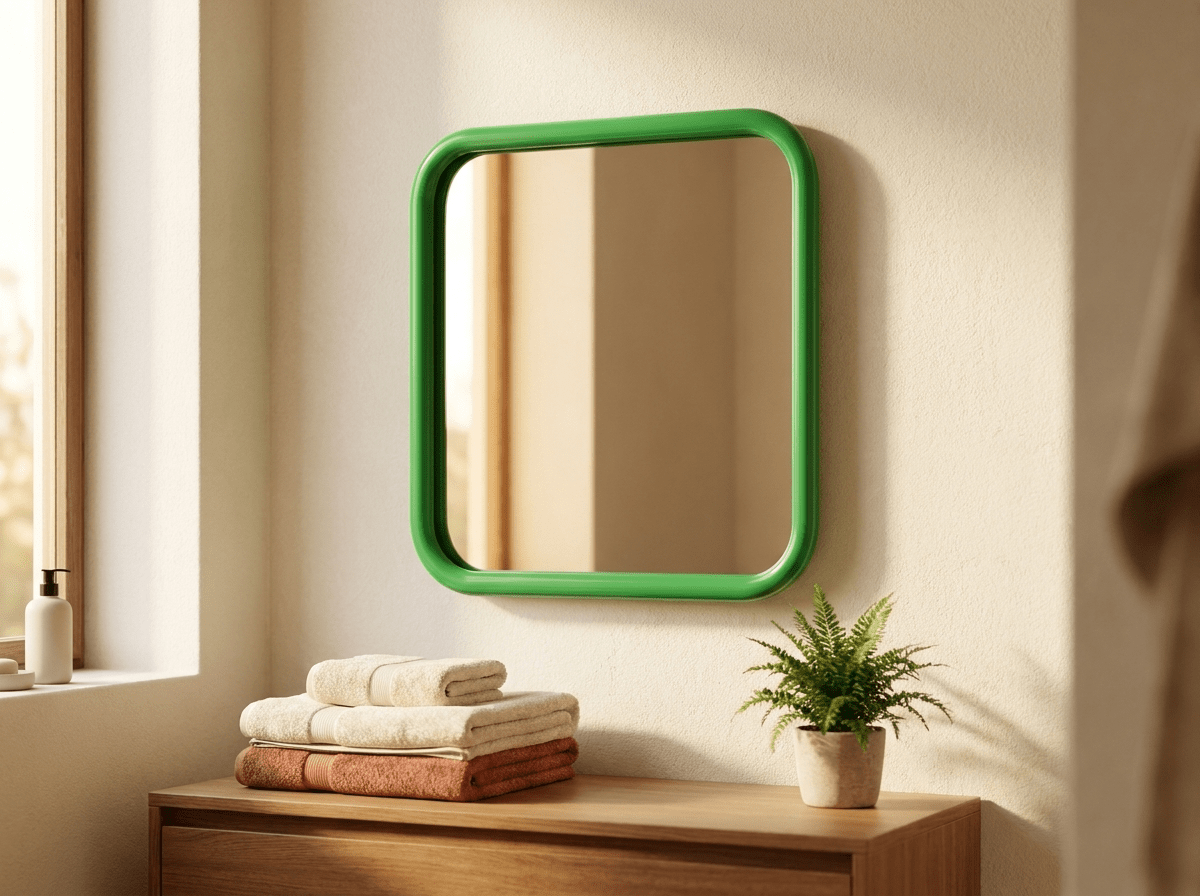 Modern Metal Frame Bathroom Mirror | Portable Wall Hanging Makeup Mirror for Easy Grooming and Stylish Decor - Kolise