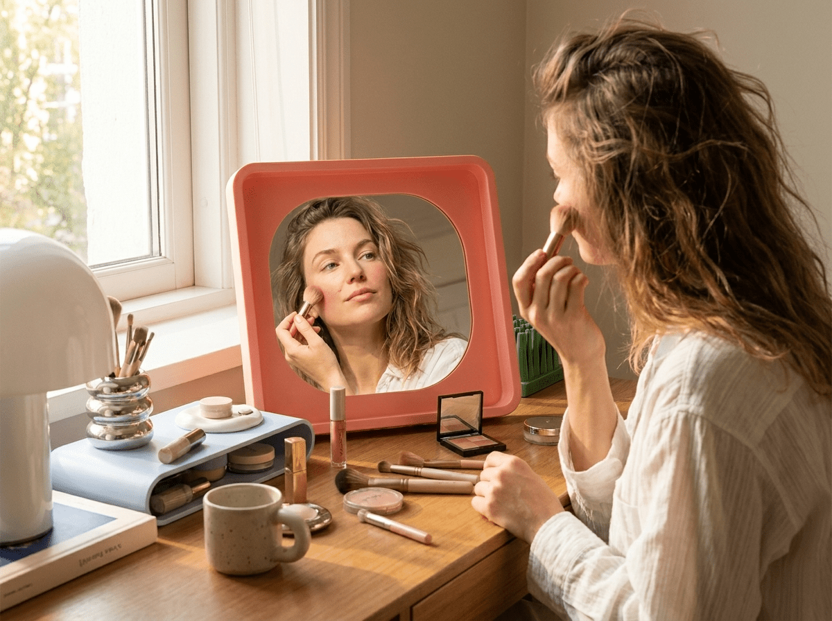 Vibrant | Makeup Mirror with HD Glass Reflection & Stylish MDF Frame | Perfect for Beauty Routine - Kolise