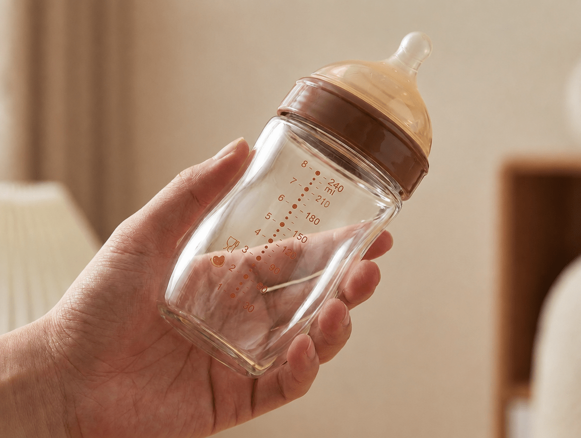 Nestling Glass Baby Bottle | Wide-Neck with Anti-Colic Valve - Kolise