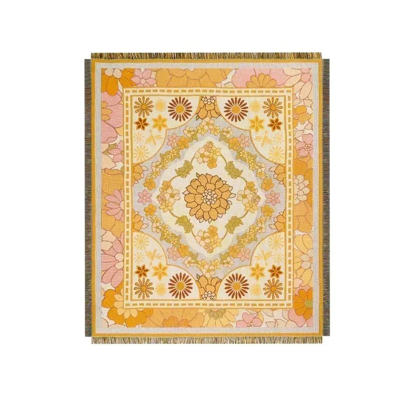 Bohemian Floral Throw/Picnic Blanket | Soft & Lightweight for Comfortable Aesthetic Decor - Kolise