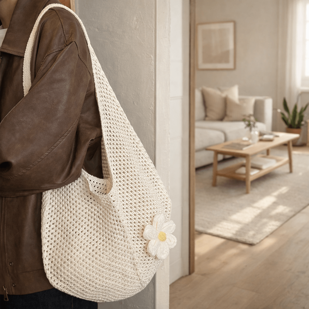Bohemian Hollow Weave Straw Beach Bag with Large Capacity | Stylish Tote for Beach and Shopping - Kolise