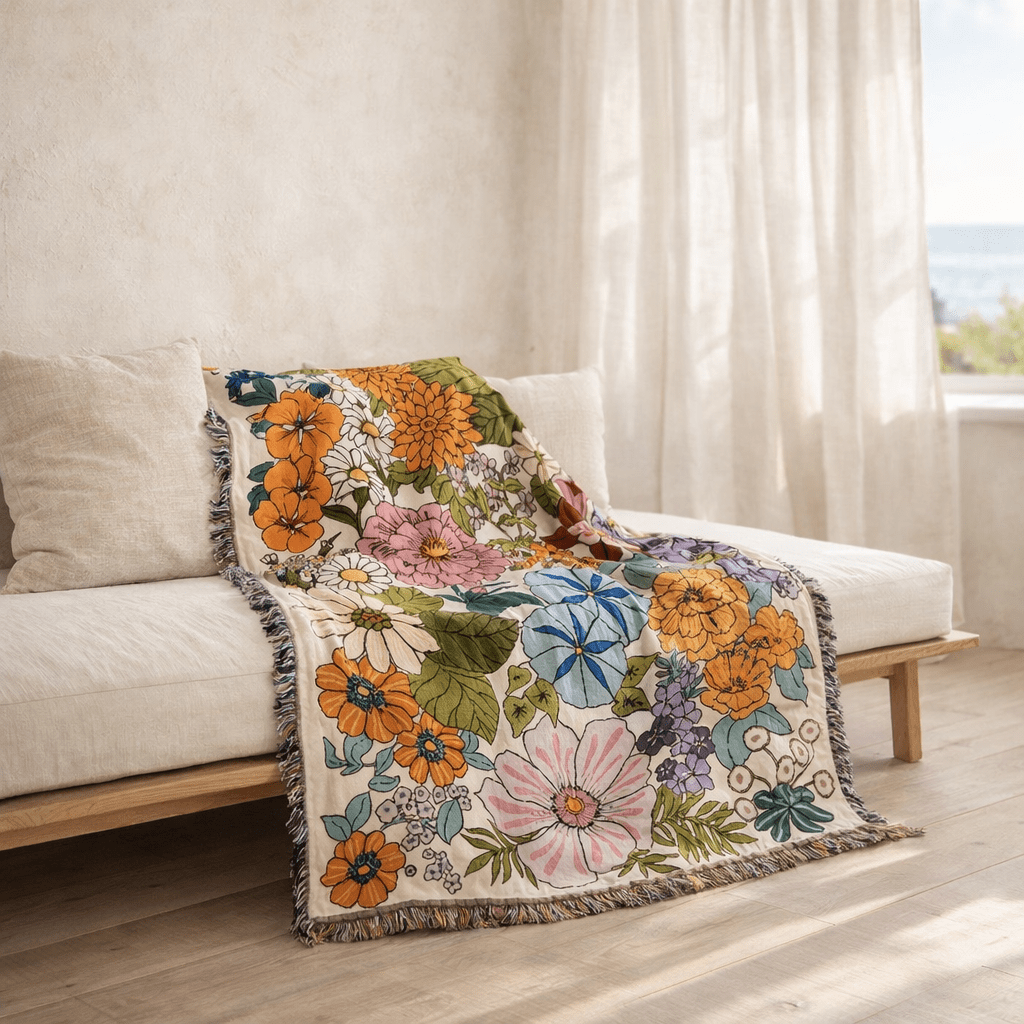 Boho Floral Picnic Blanket | Versatile Outdoor Rug for All Seasons - Kolise