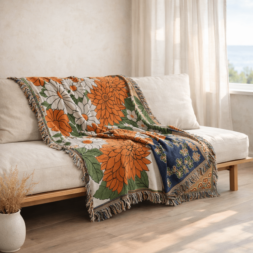 Boho Floral Picnic Blanket | Versatile Outdoor Rug for All Seasons - Kolise