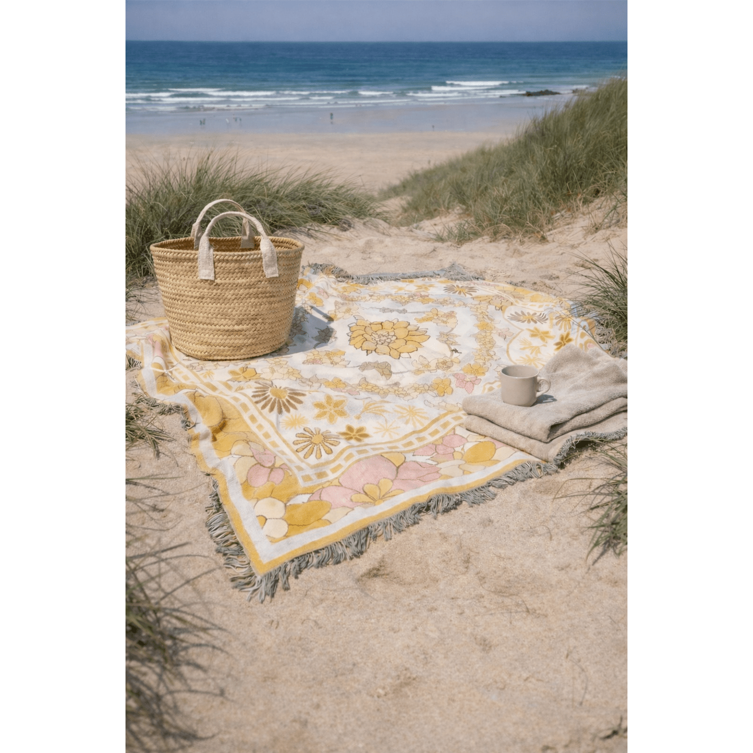 Bohemian Floral Throw/Picnic Blanket | Soft & Lightweight for Comfortable Aesthetic Decor - Kolise