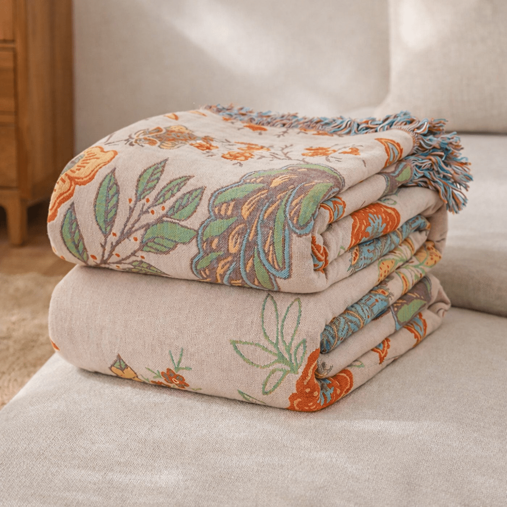 Artistic Boho | Colorful Floral Throw Blanket with Tassels - Kolise