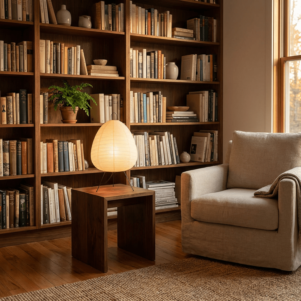 Minimalist Table Lamp with Rice Paper Shade | Elegant Bedside Lighting for Warm Ambience - Kolise