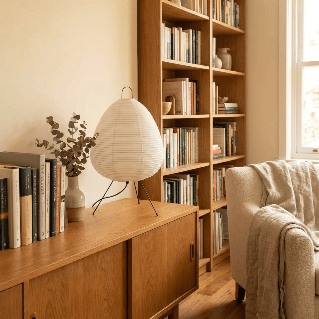 Minimalist Table Lamp with Rice Paper Shade | Elegant Bedside Lighting for Warm Ambience - Kolise