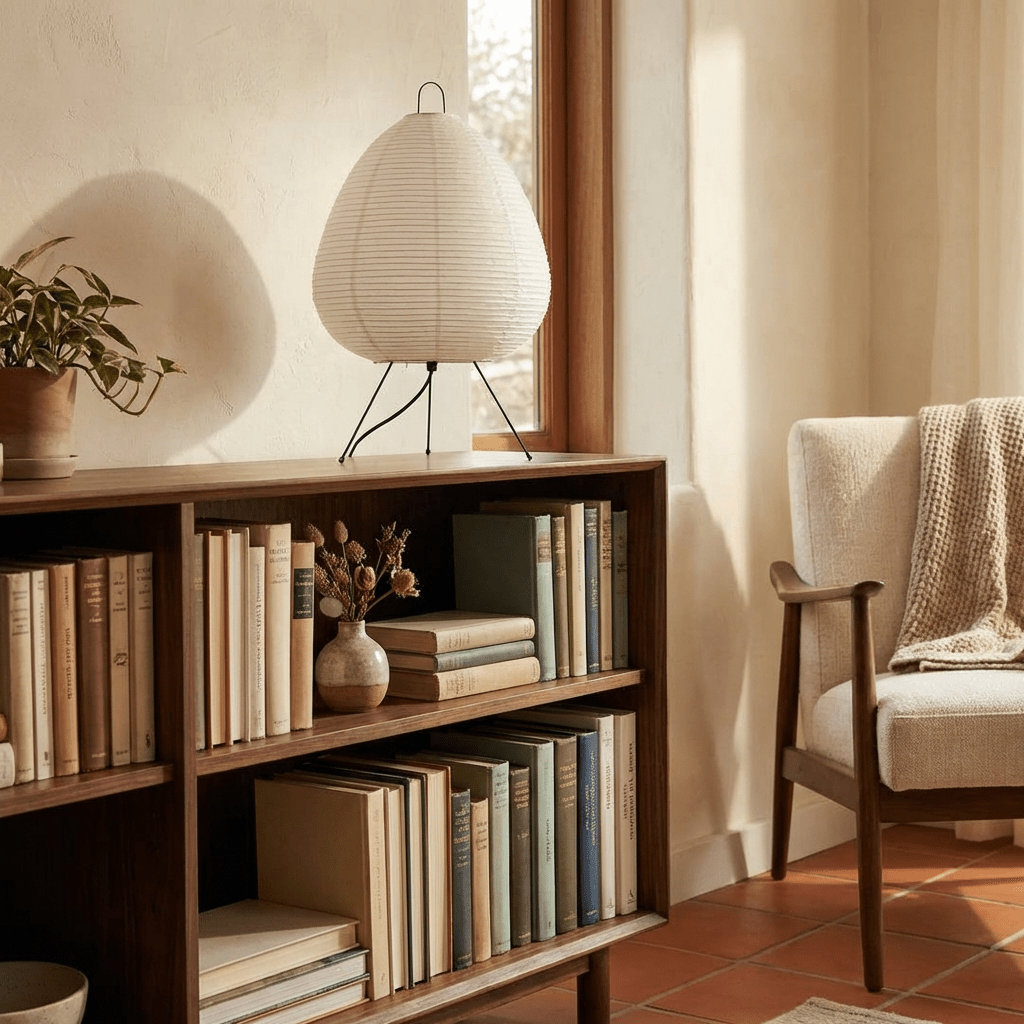 Minimalist Table Lamp with Rice Paper Shade | Elegant Bedside Lighting for Warm Ambience - Kolise