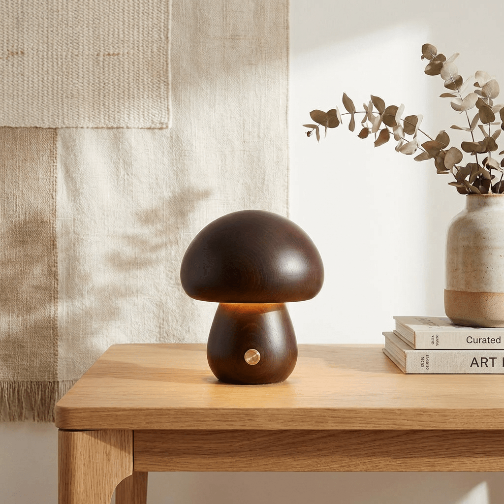 Dusky Timber Mushroom Lamp | Portable Lamp for Cozy Ambiance - Kolise