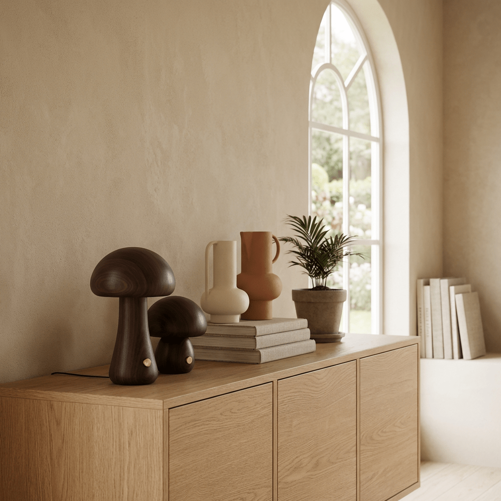 Dusky Timber Mushroom Lamp | Portable Lamp for Cozy Ambiance - Kolise