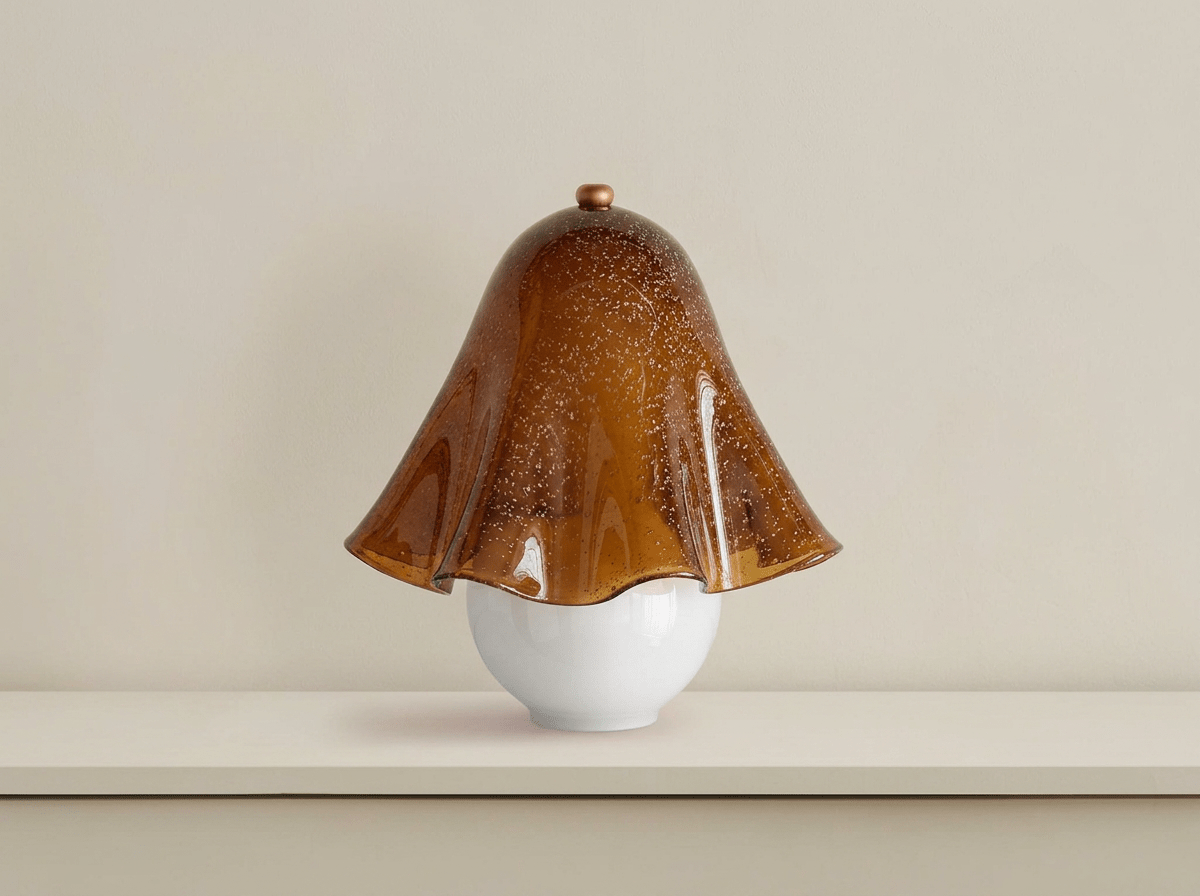 Willow Glass Table Lamp with Brass Metal Base - Kolise