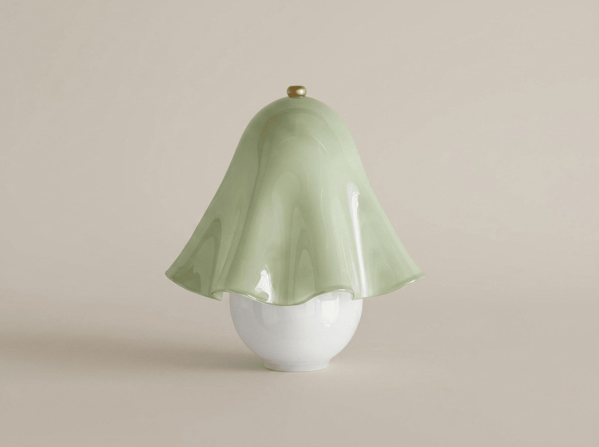 Willow Glass Table Lamp with Brass Metal Base - Kolise