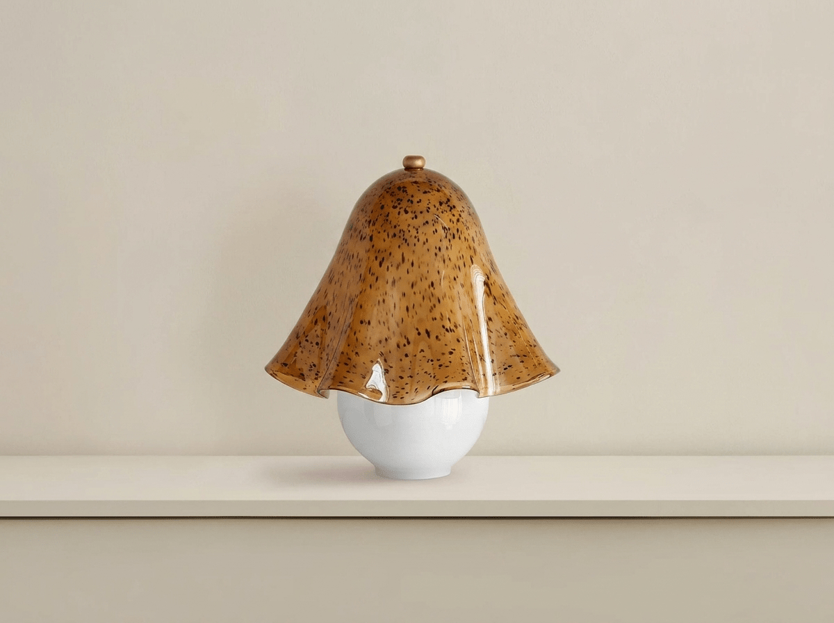 Willow Glass Table Lamp with Brass Metal Base - Kolise