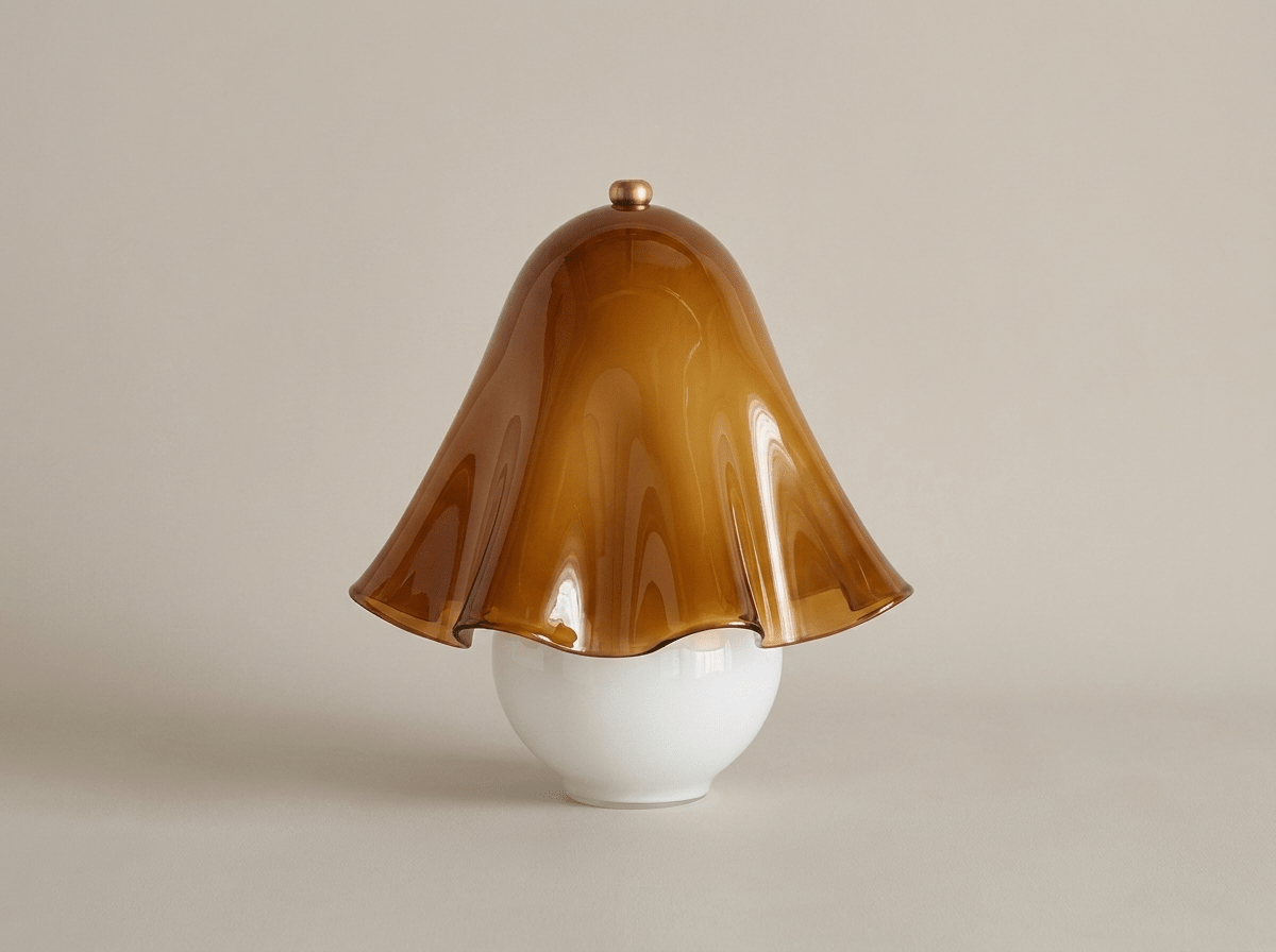 Willow Glass Table Lamp with Brass Metal Base - Kolise