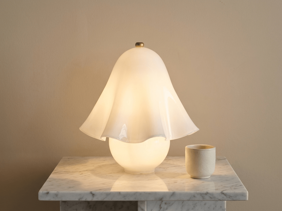 Willow Glass Table Lamp with Brass Metal Base - Kolise
