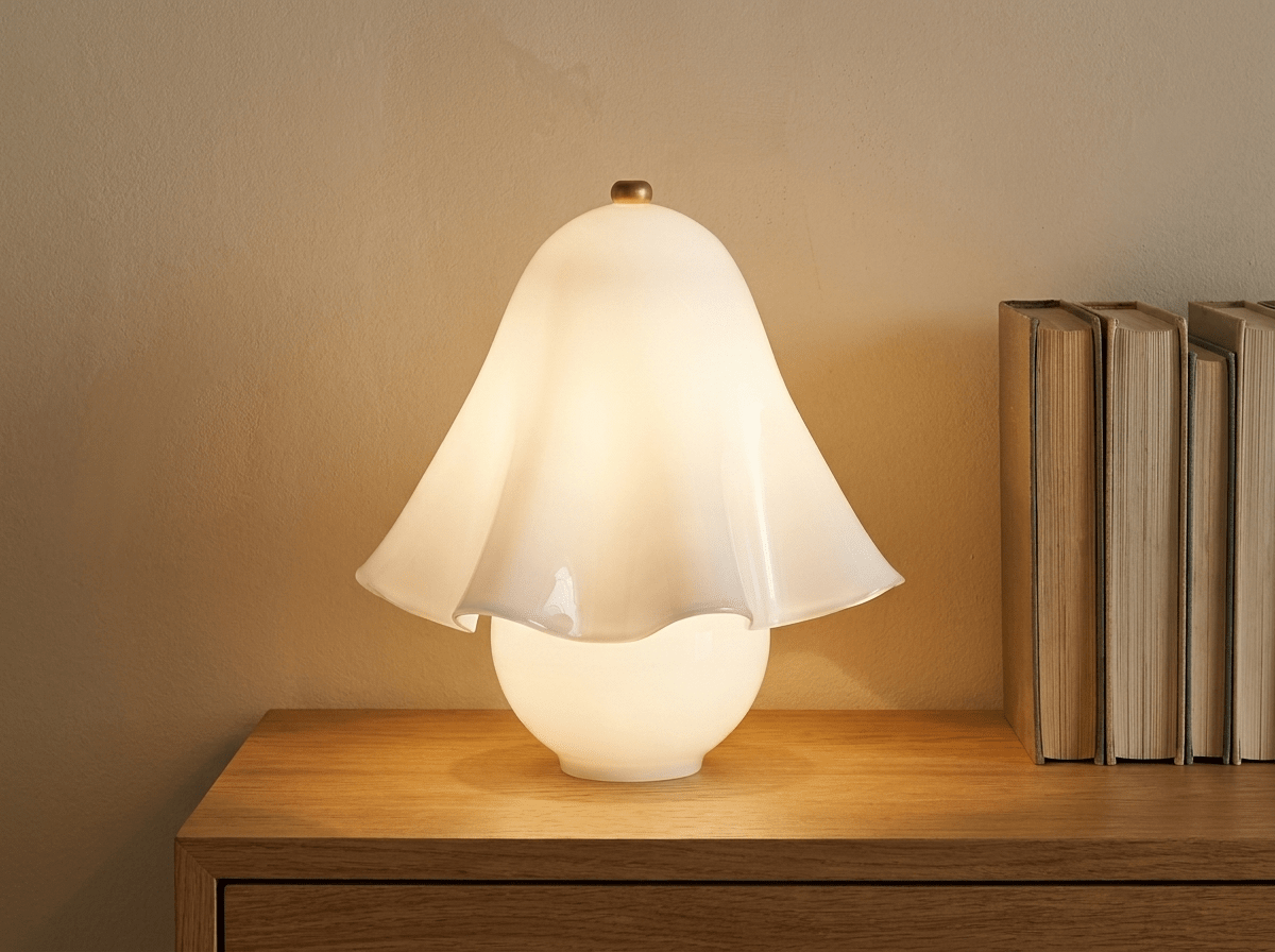 Willow Glass Table Lamp with Brass Metal Base - Kolise