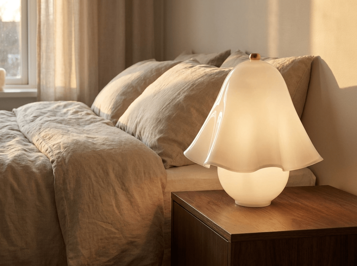 Willow Glass Table Lamp with Brass Metal Base - Kolise
