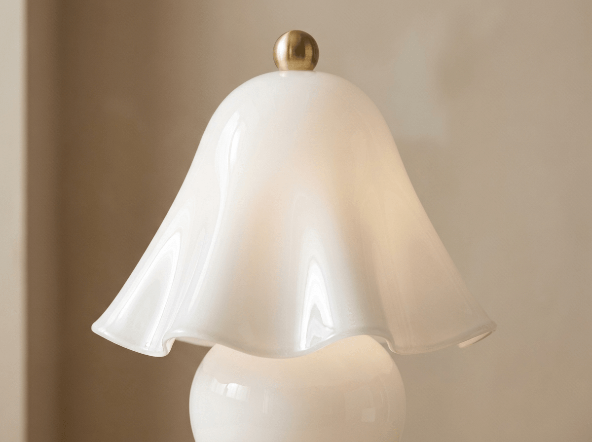 Willow Glass Table Lamp with Brass Metal Base - Kolise