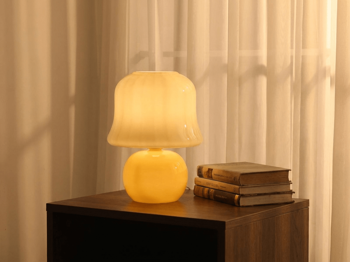 Haven Mushroom Lamp — Glass Bedside Light with Soft Ambient Glow - Kolise