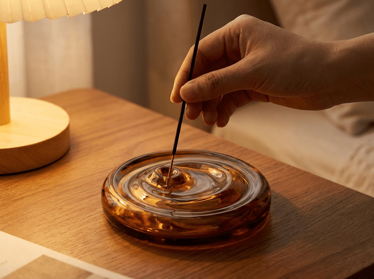 Ember Glass Incense Holder | Heat-Resistant Wave Burner for Meditation & Calm - Kolise