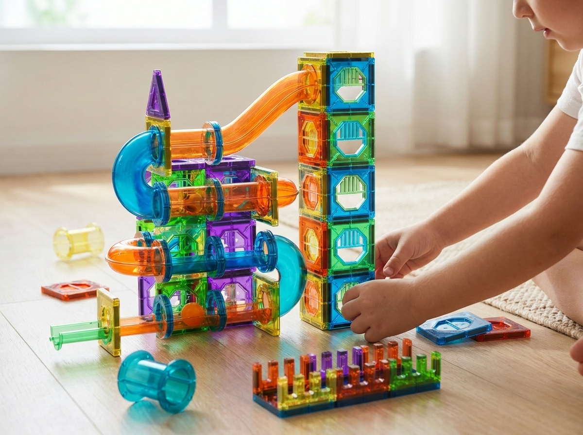 Prism Magnetic Building Tiles | Clear 3D STEM Construction Set for Kids - Kolise