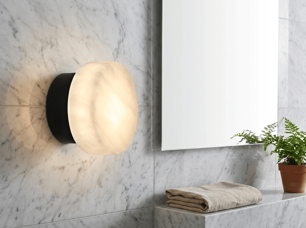 Halden Marble Wall Sconce | Warm LED Wall Light for Bedroom &amp; Bathroom - Kolise