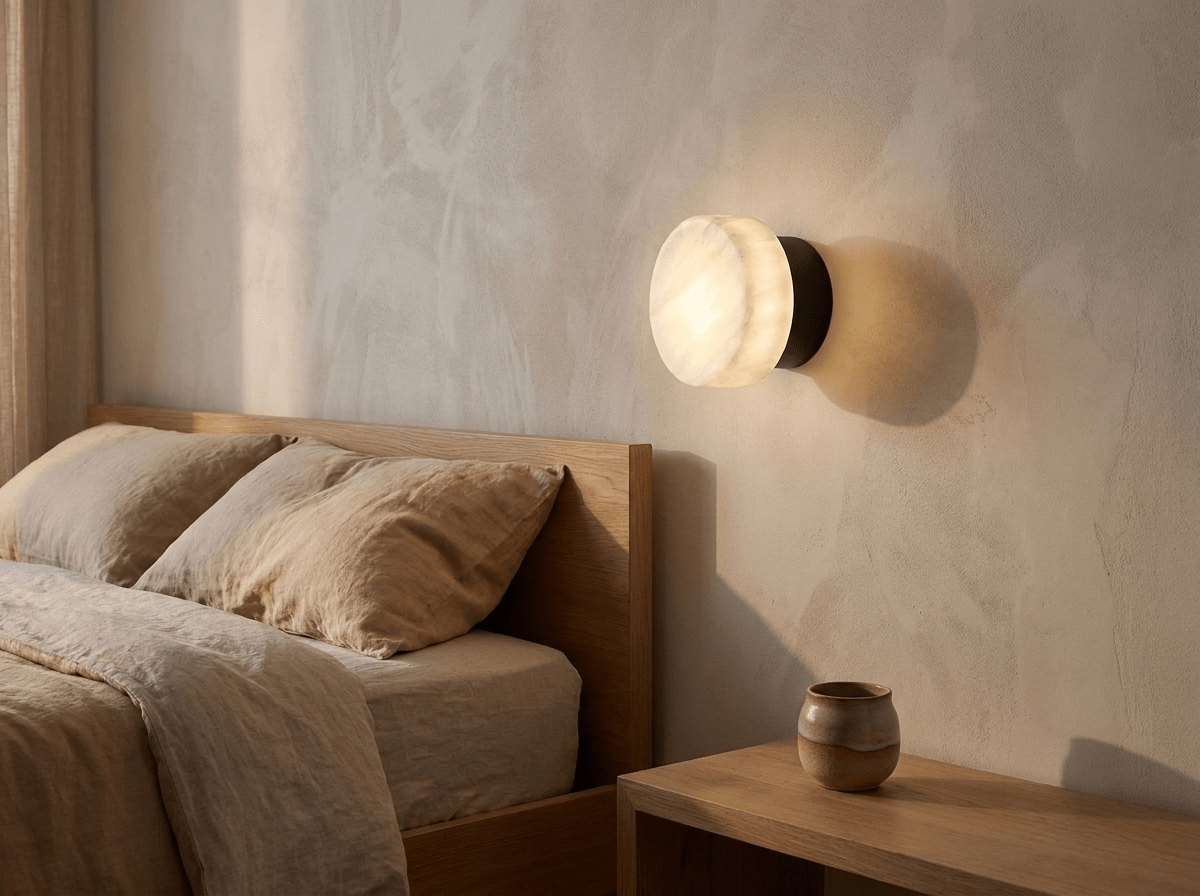 Halden Marble Wall Sconce | Warm LED Wall Light for Bedroom &amp; Bathroom - Kolise