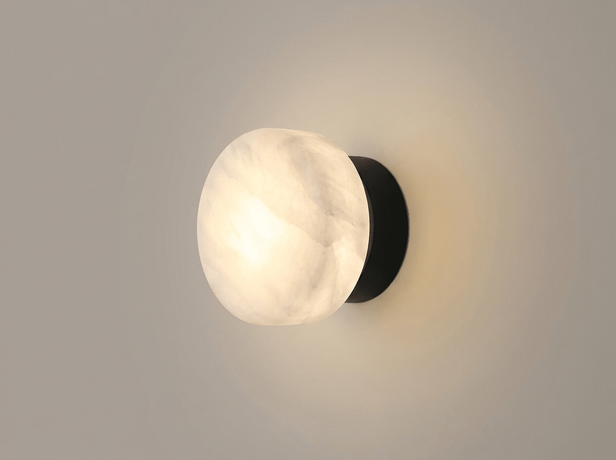 Halden Marble Wall Sconce | Warm LED Wall Light for Bedroom &amp; Bathroom - Kolise