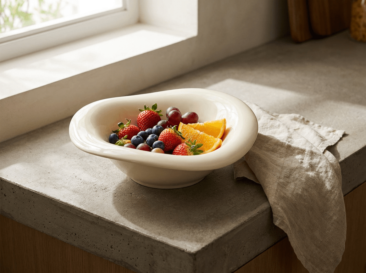 Ripple Ceramic Salad Bowl | Wavy Organic Dining Bowl - Kolise