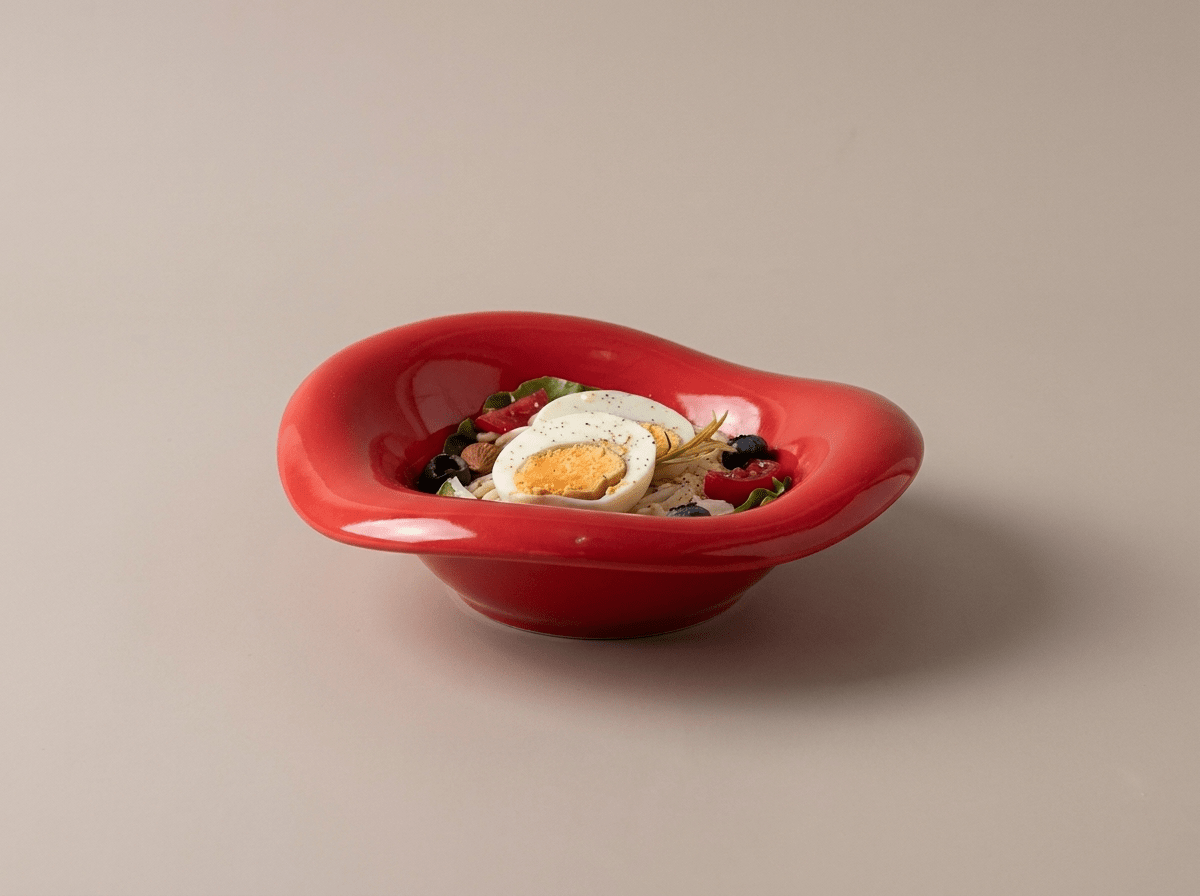 Ripple Ceramic Salad Bowl | Wavy Organic Dining Bowl - Kolise