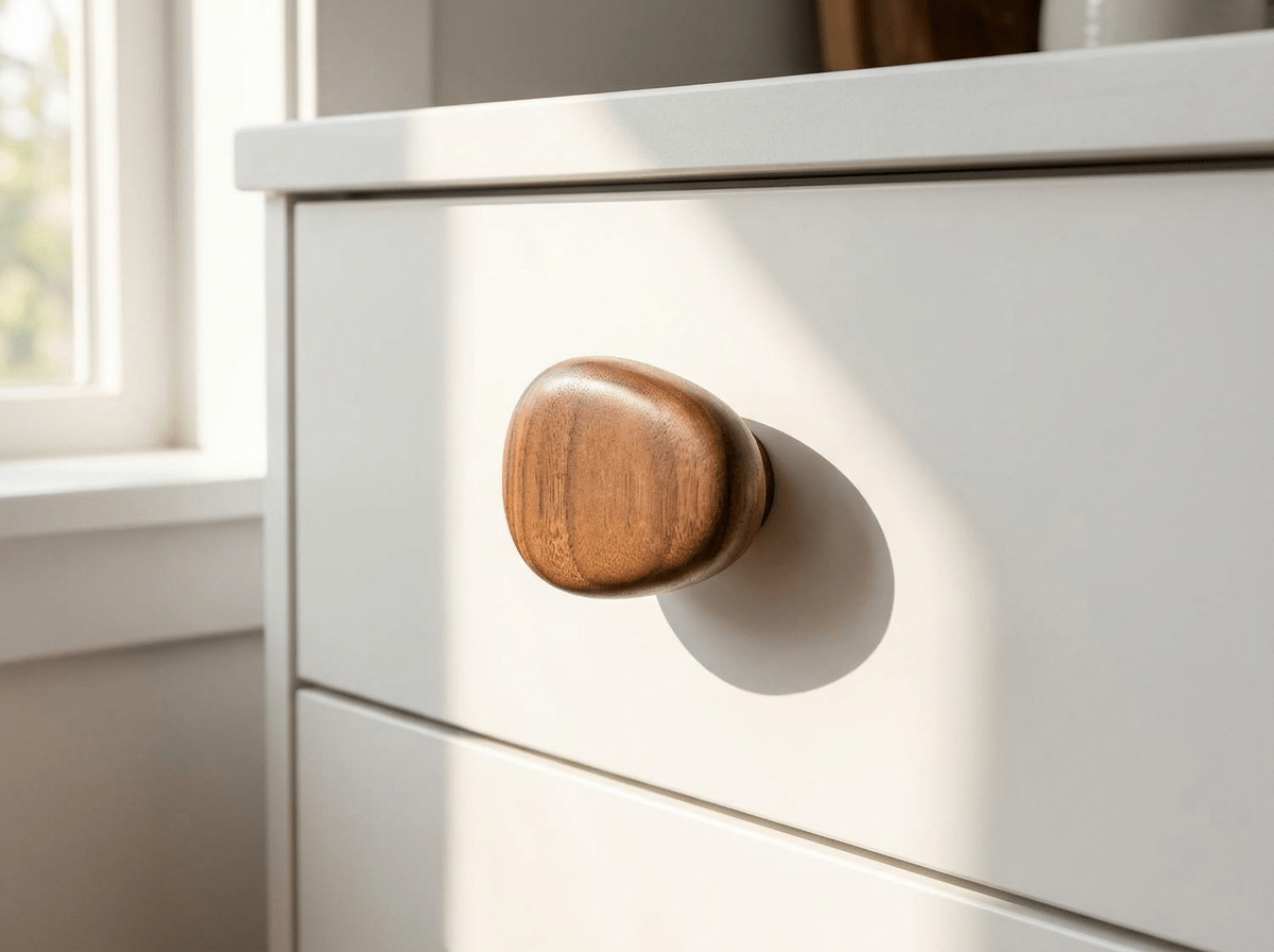 Pebble Solid Walnut Drawer Handle | Nordic Wood Cabinet Pull - Kolise