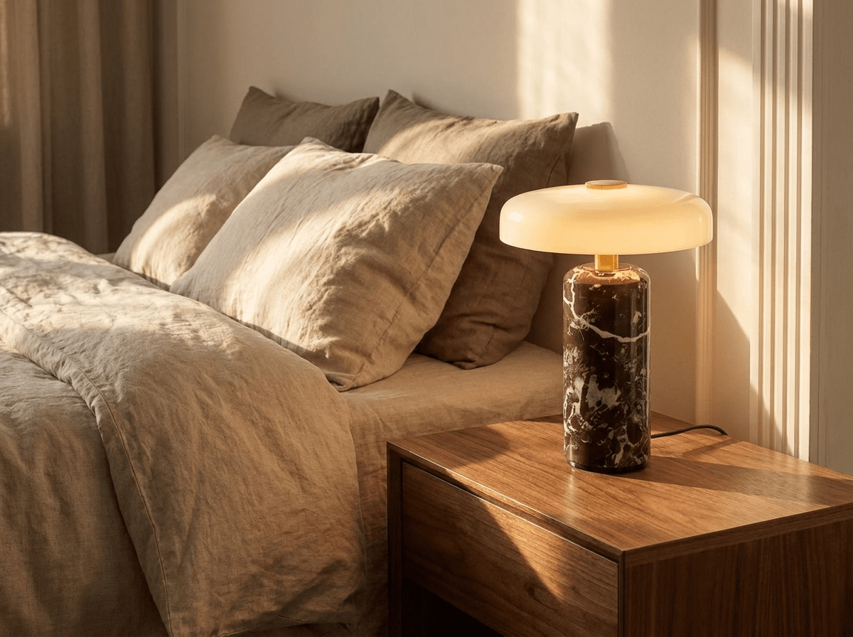 Aalborg Marble-Base Touch Lamp | Rechargeable LED Table Light for Home &amp; Café - Kolise