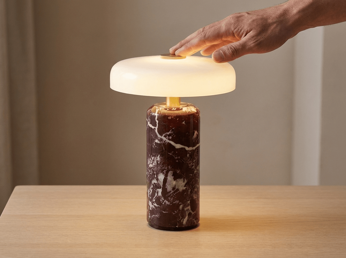Aalborg Marble-Base Touch Lamp | Rechargeable LED Table Light for Home &amp; Café - Kolise