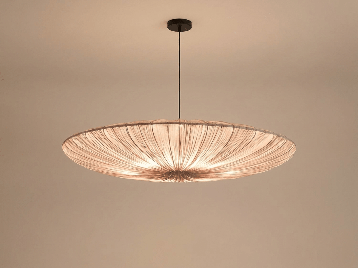Elegant Cloth Pendant Light | Japanese Wabi Sabi Hanging Lights with LED Bulb | Versatile Lighting for Living Room and Bedroom - Kolise