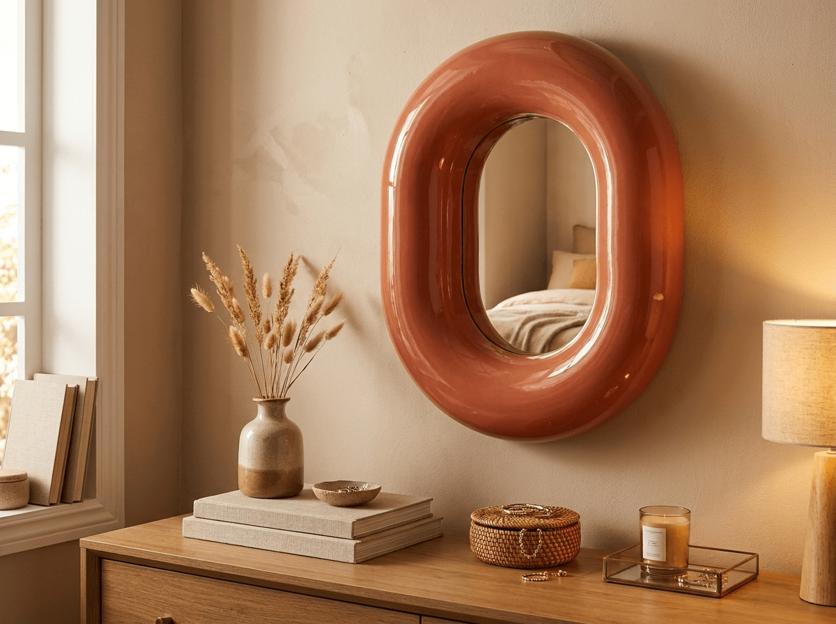 Elegant Bagel-Shaped Wall Mirror with High-Quality Finish | Stylish Decor for Living Room and Makeup - Kolise