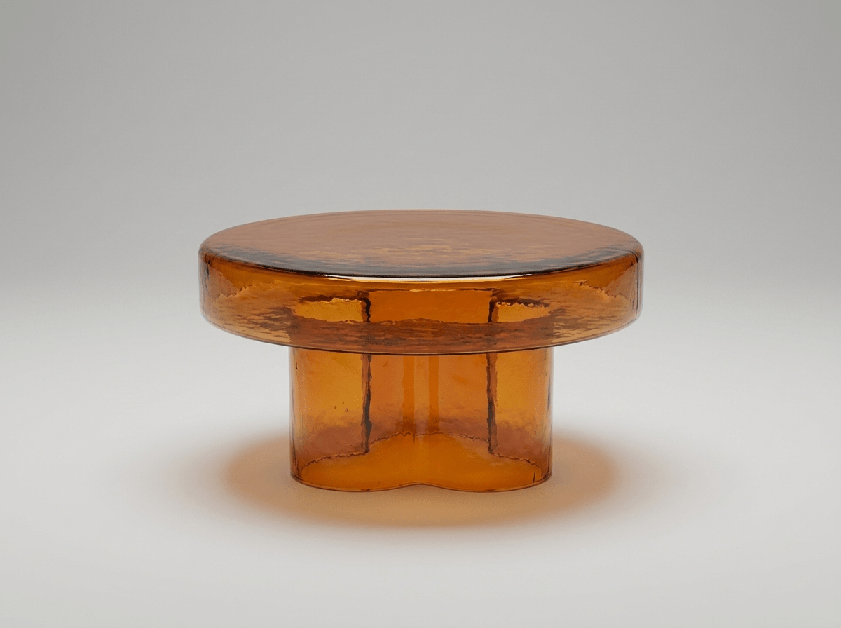 Nordic Collection | Round Glass Coffee Table with Handmade Design | Elegant Side Table for Stylish Living Room - Kolise