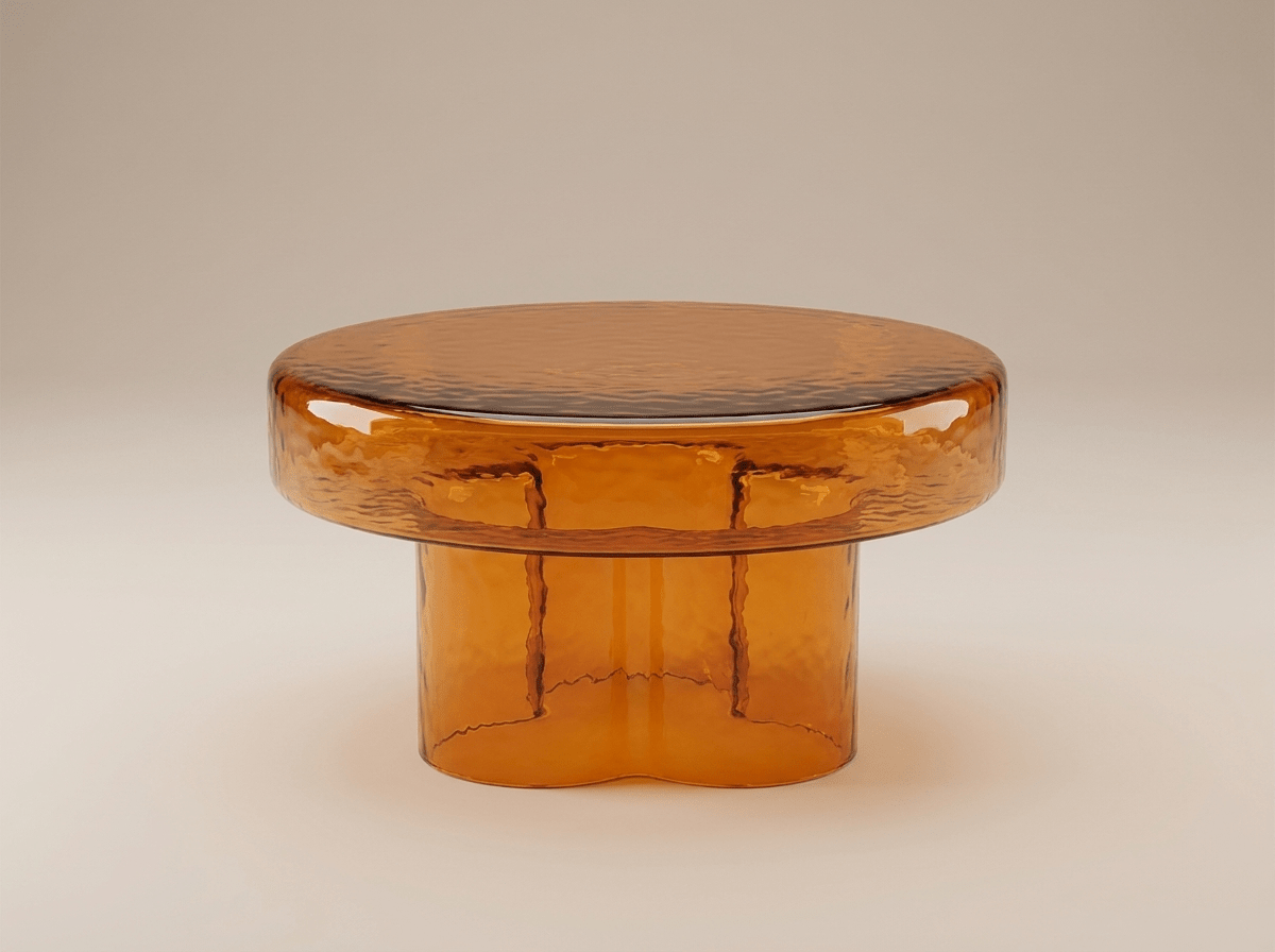 Nordic Collection | Round Glass Coffee Table with Handmade Design | Elegant Side Table for Stylish Living Room - Kolise