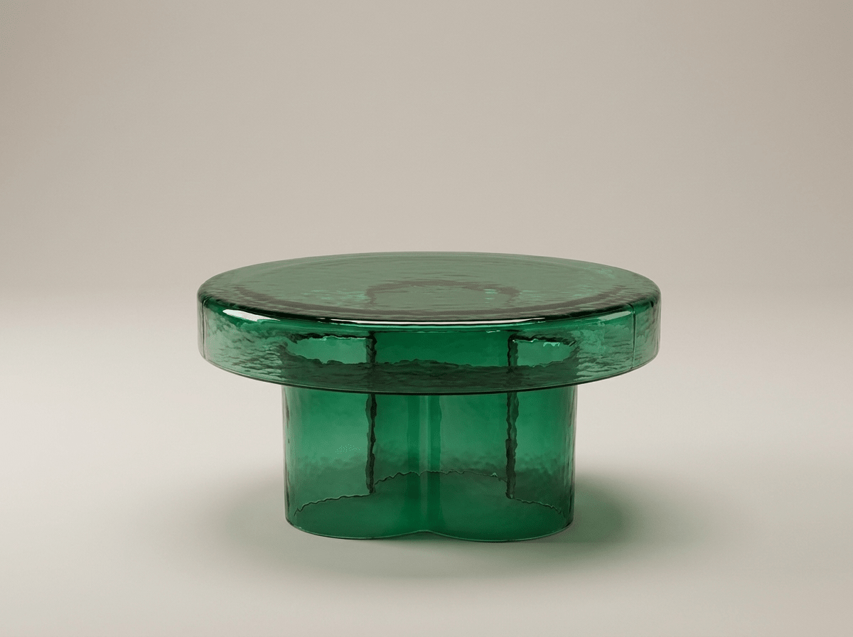 Nordic Collection | Round Glass Coffee Table with Handmade Design | Elegant Side Table for Stylish Living Room - Kolise