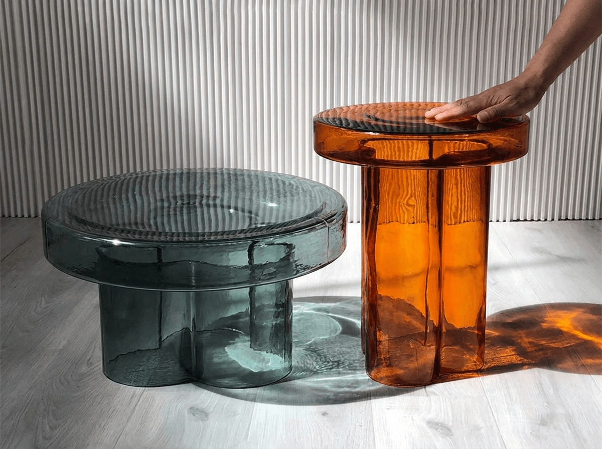 Nordic Collection | Round Glass Coffee Table with Handmade Design | Elegant Side Table for Stylish Living Room - Kolise