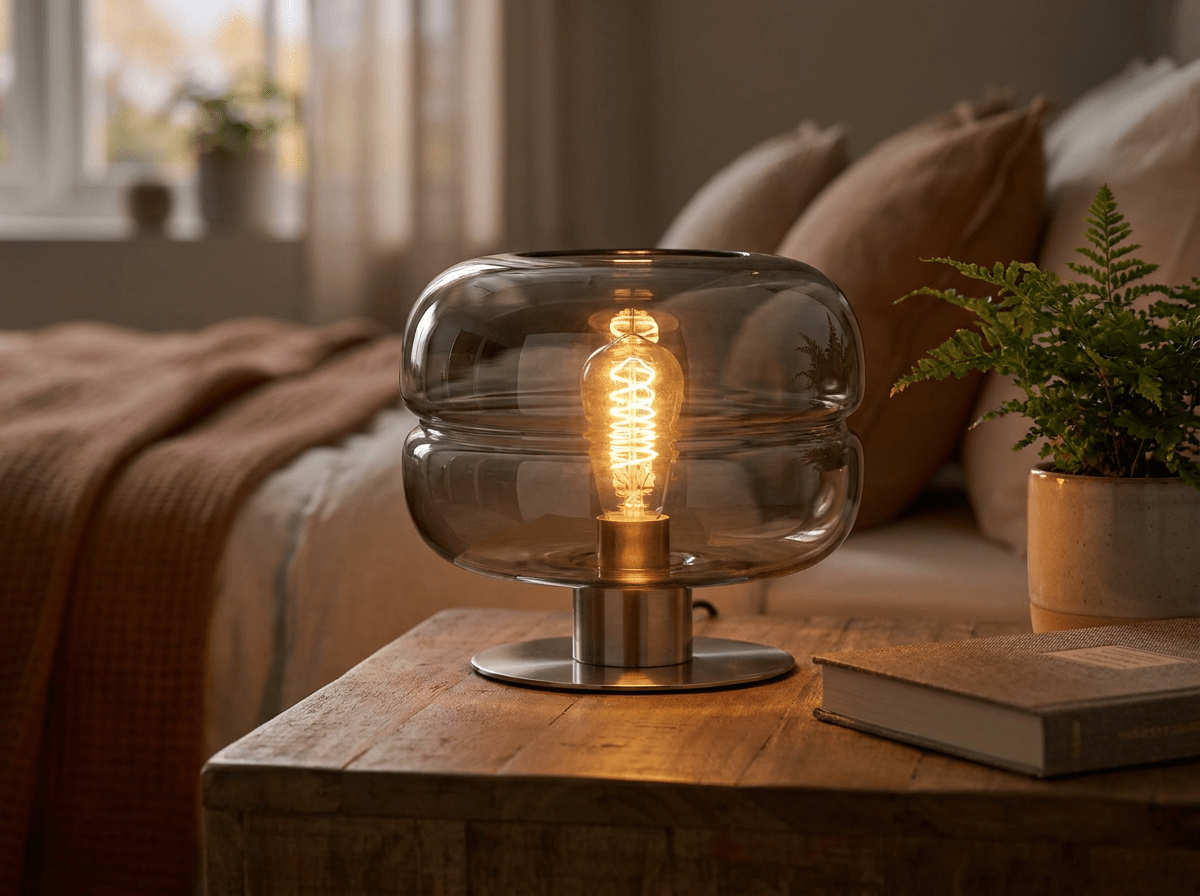 Elegant Glass Table Lamp | Minimalist LED Design for Cozy Bedroom Ambiance - Kolise