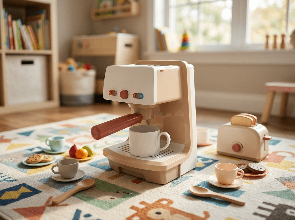 Creative Play | Coffee Machine Toy for Kids with Realistic Sounds & Lights | Educational Role-Playing Activity for Imaginative Learning - Kolise