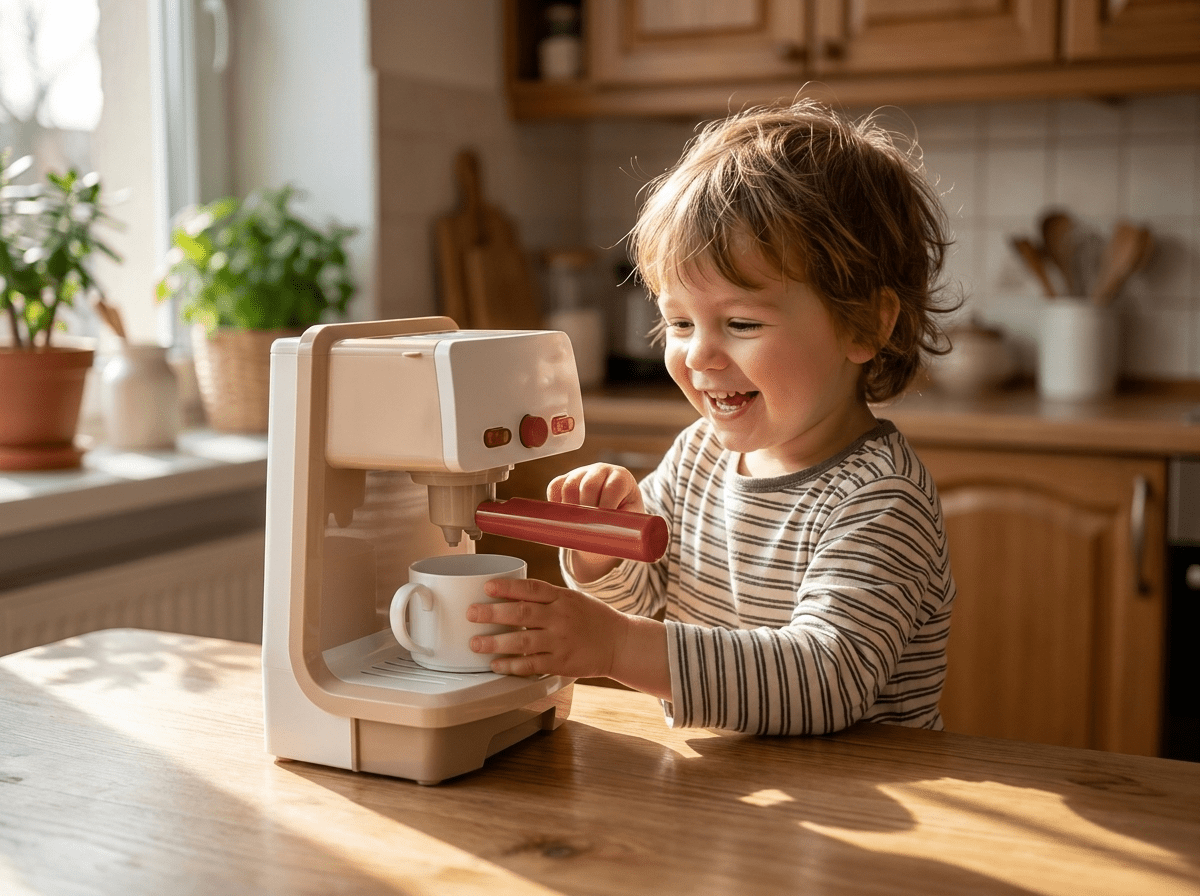 Creative Play | Coffee Machine Toy for Kids with Realistic Sounds & Lights | Educational Role-Playing Activity for Imaginative Learning - Kolise