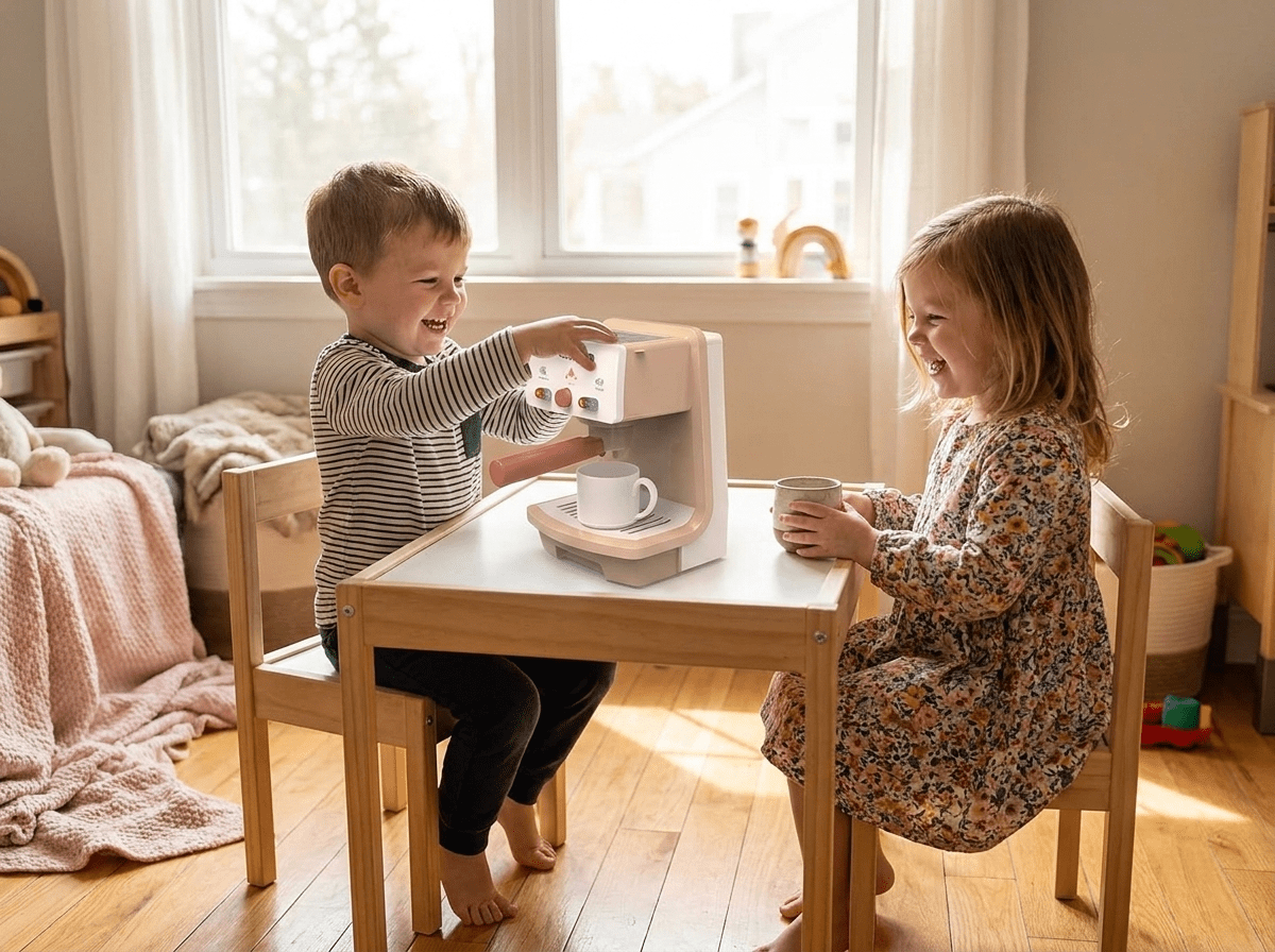 Creative Play | Coffee Machine Toy for Kids with Realistic Sounds & Lights | Educational Role-Playing Activity for Imaginative Learning - Kolise