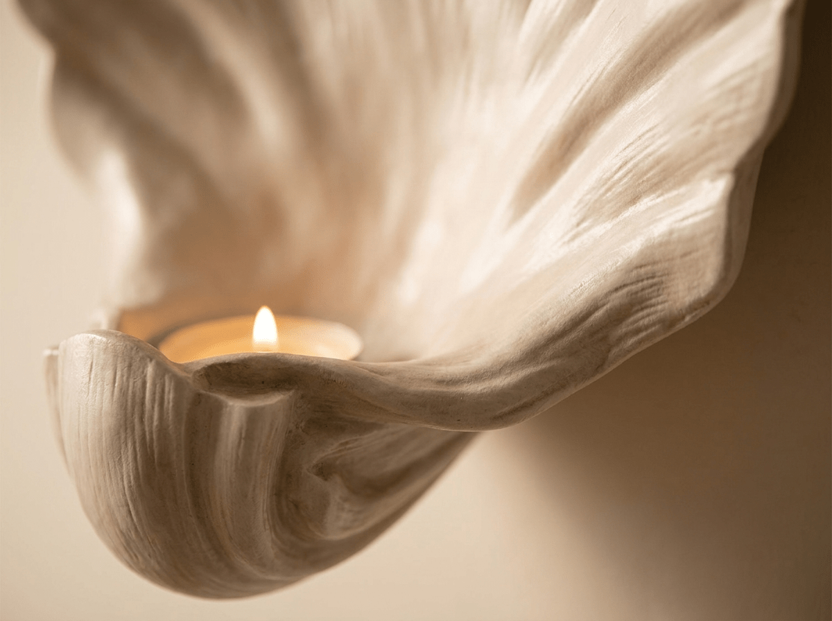 Elegant Shell Wall-Mounted Candle Holder with Unique Design | Decorative Resin Stand for Ambient Lighting - Kolise