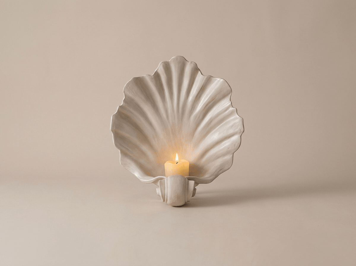 Elegant Shell Wall-Mounted Candle Holder with Unique Design | Decorative Resin Stand for Ambient Lighting - Kolise